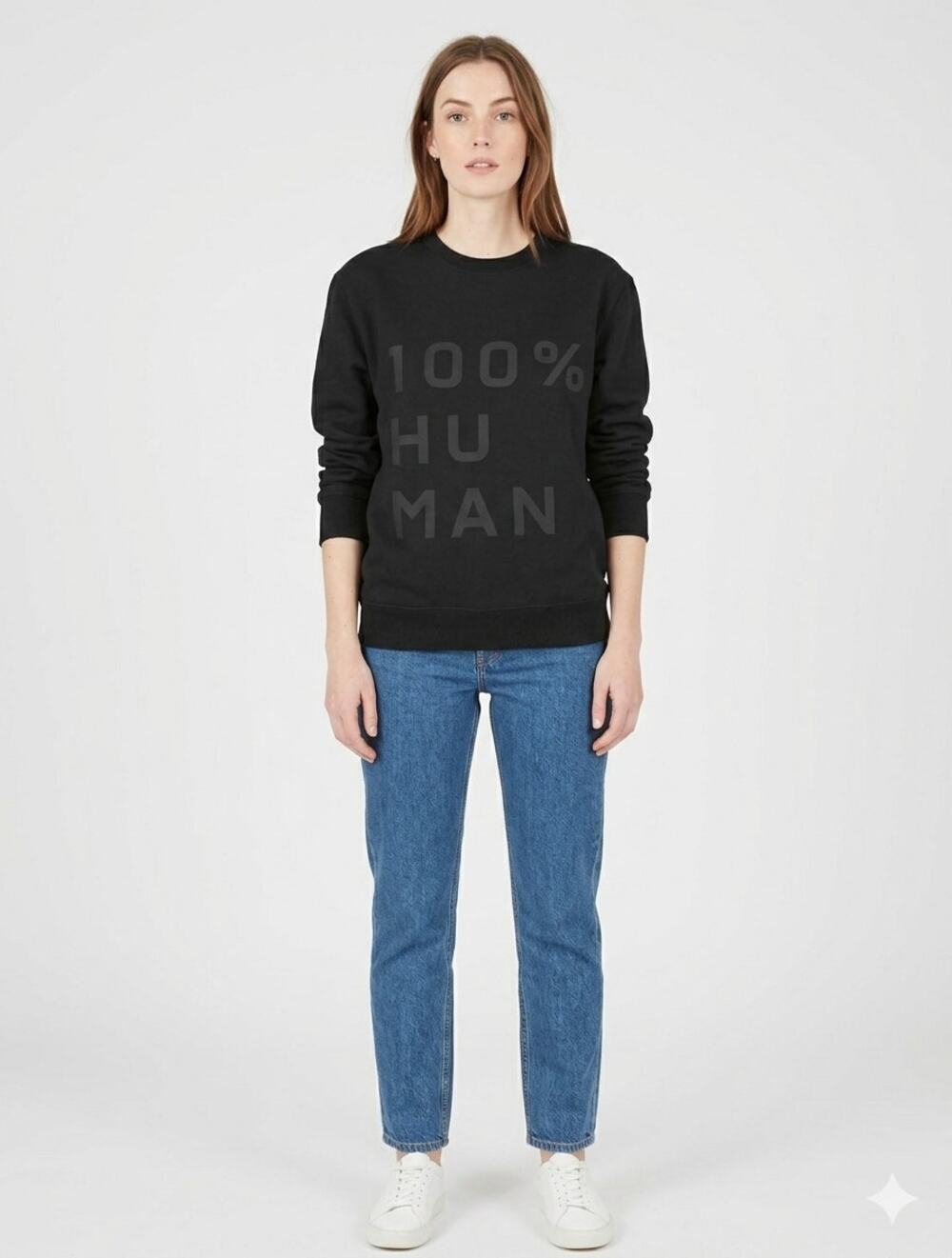 Everlane 100% Human Crew Sweatshirt Womens Small New Black Long Sleeve